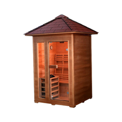 2-Person Wood Outdoor Traditional Sauna With Electric Harvia Heater